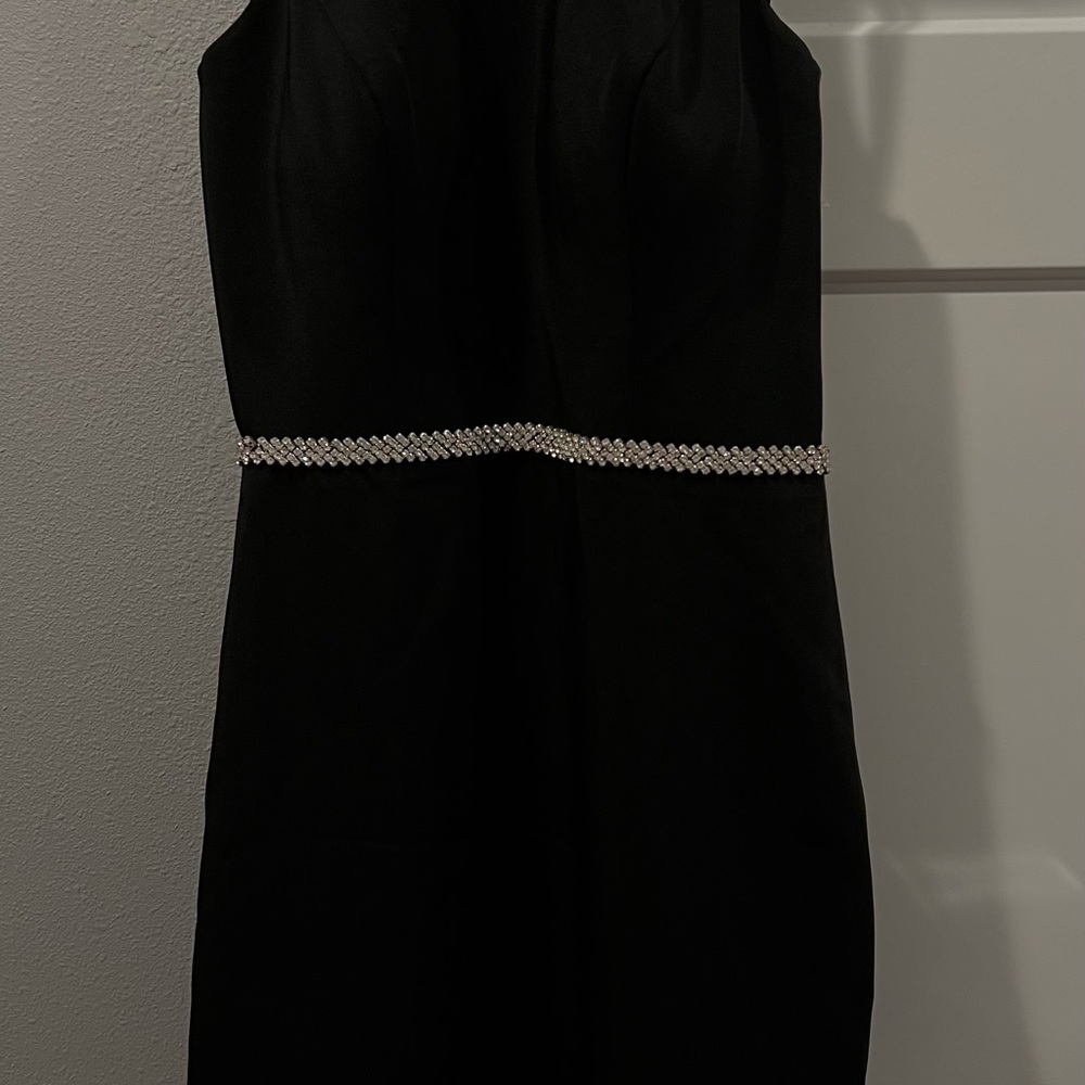 Dancing Queen Black Mini Dress with Embellished Waist